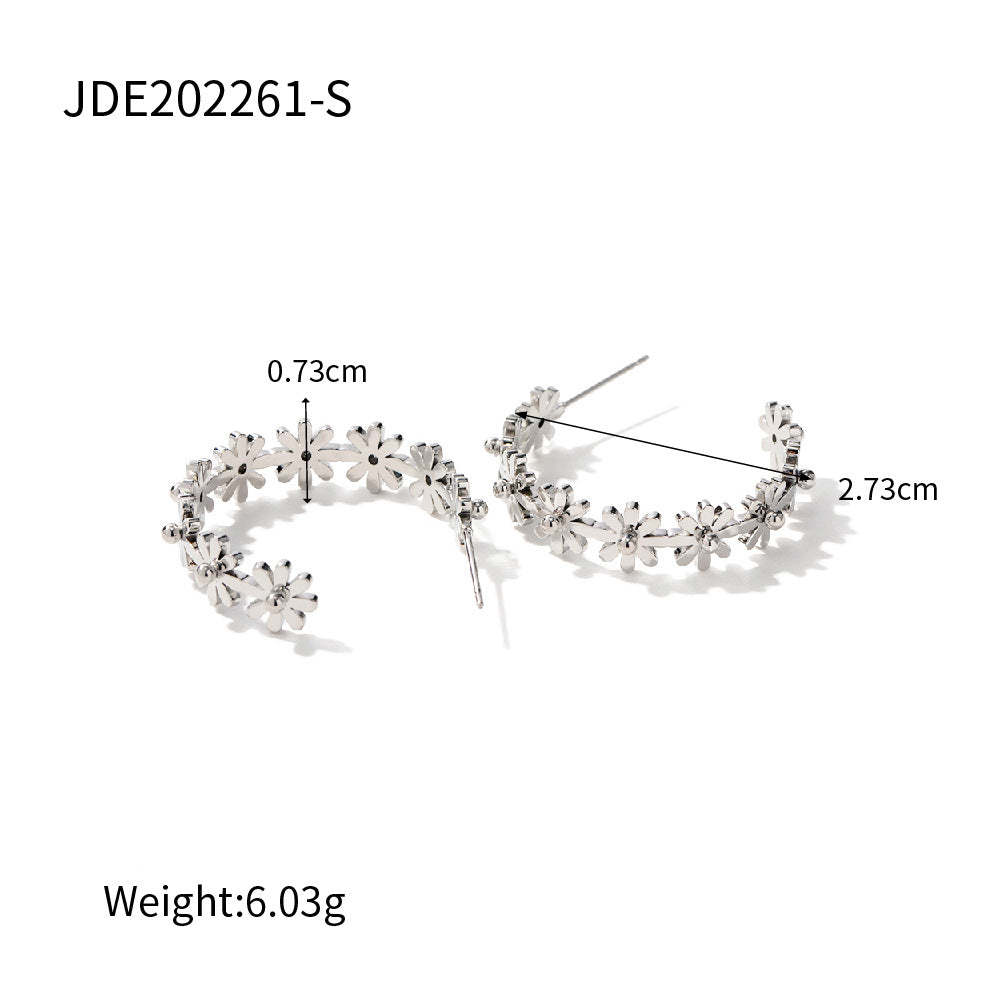 Flowers Dainty Trendy Elegant 18k Vermeil/White Gold Plated Hoop Earrings | Mix Mix Style-Mix MIx Style