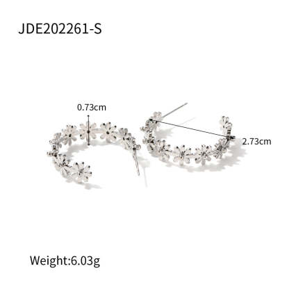Flowers Dainty Trendy Elegant 18k Vermeil/White Gold Plated Hoop Earrings | Mix Mix Style-Mix MIx Style