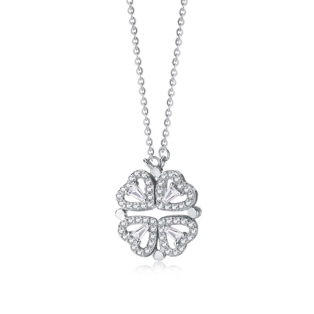 S925 sterling silver love four-leaf clover necklace female magnetic clasp creative design a multi-wear pendant clavicle chain-Mix MIx Style
