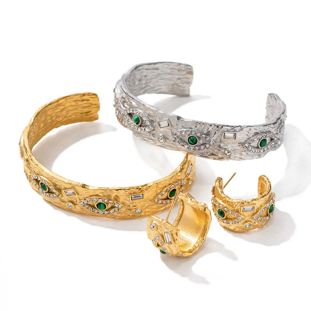 Devil's Eye 18k Gold Plated Opening Cuff Bracelet | Mix Mix Style [Hot Seller]-Mix MIx Style