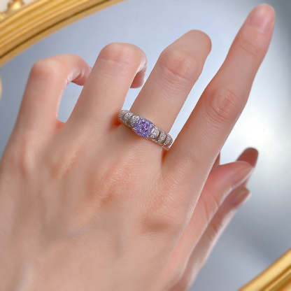 Mujing Jewelry's new purple high carbon diamond ring full body s925 inlaid 6*6 European and American style light luxury women's ring-Mix MIx Style