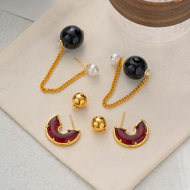 Retro high-end earrings for women 2023 new style fashion temperament light luxury earrings niche French retro earrings-Mix MIx Style