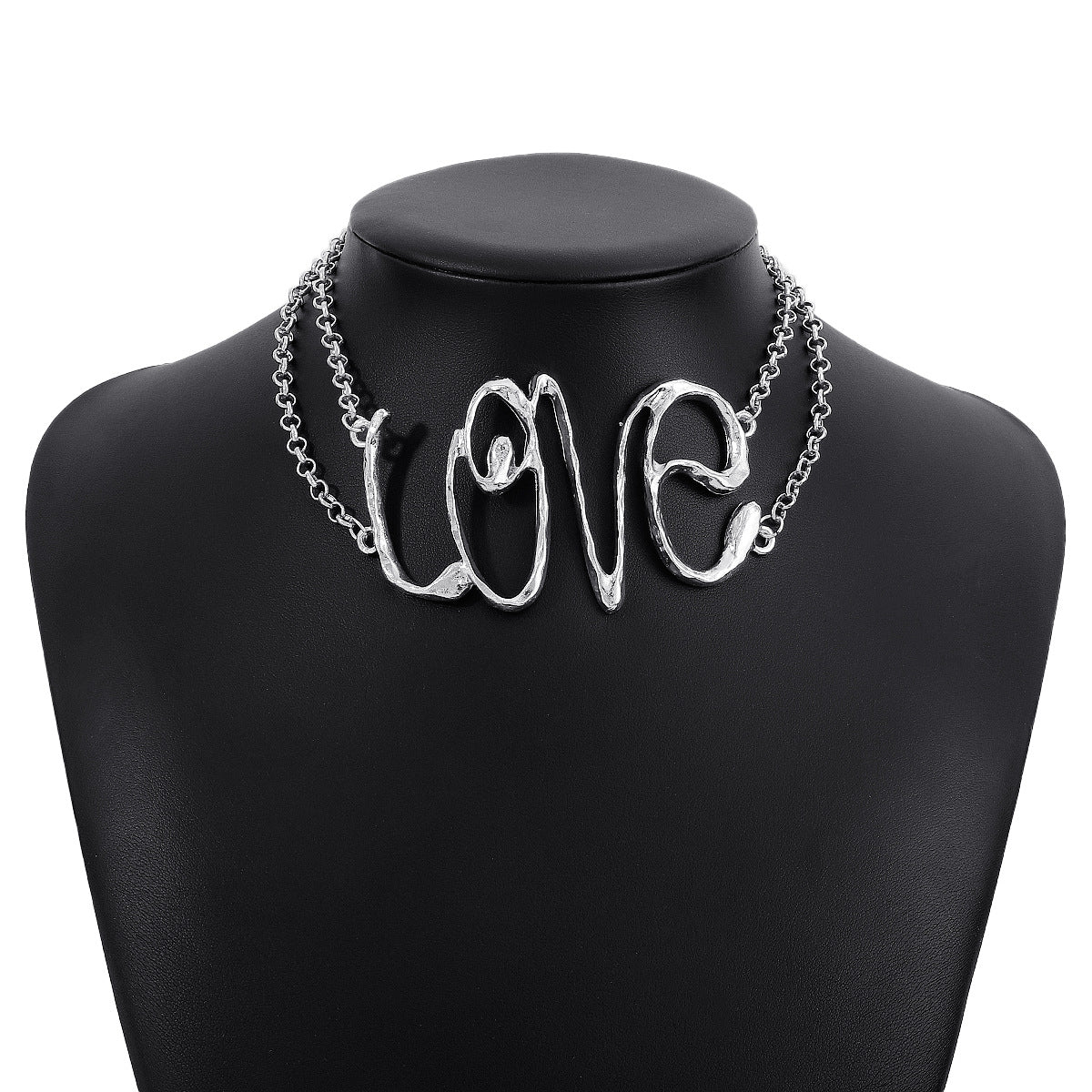 Love Vintage Exaggerated Letters Pendant Luxury 18k Vermeil Gold Plated Choker Necklace Jewelry | Mix Mix Style-Mix MIx Style