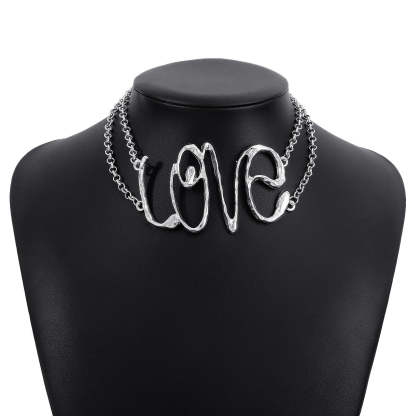 Love Vintage Exaggerated Letters Pendant Luxury 18k Vermeil Gold Plated Choker Necklace Jewelry | Mix Mix Style-Mix MIx Style