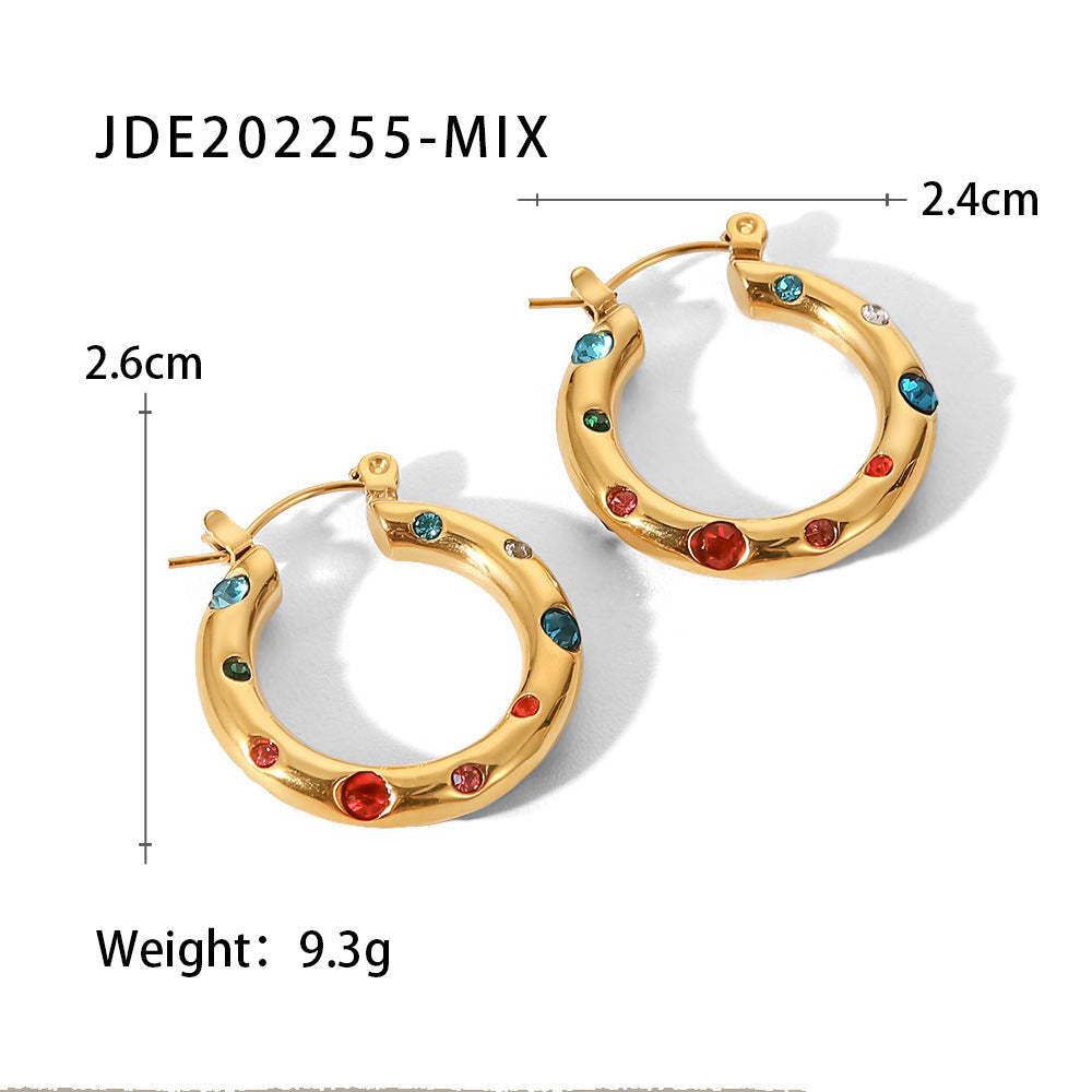 18K Gold Plated Pearl and Moissanites Hoop Earrings | Mix Mix Style [Hot Seller]-Mix MIx Style