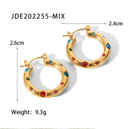 18K Gold Plated Pearl and Moissanites Hoop Earrings | Mix Mix Style [Hot Seller]-Mix MIx Style