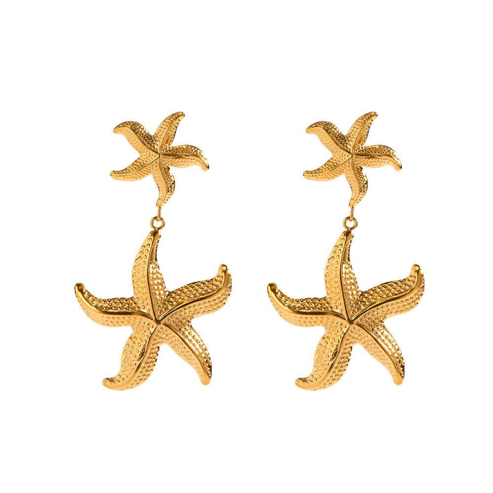 Starfish Shaped Timeless Elegant 18k Vermeil Gold Plated Drop Earrings | Mix Mix Style-Mix MIx Style