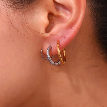 Spiral Circlle Trendy Moissanite Diamonds 18k Vermeil/White Gold Plated Retro Hoop Earrings | Mix Mix Style-Mix MIx Style