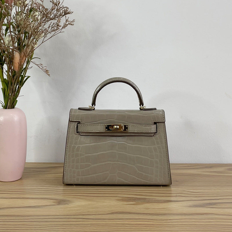 High-quality crocodile pattern Kelly bag second generation mini handbag  messenger Handbags | Mix Mix Style [Hot Seller]-Mix MIx Style