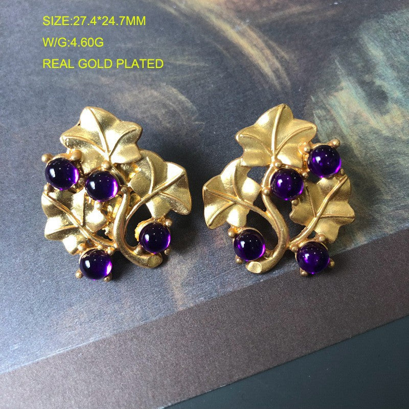 Blue - Red - Multicolor Leaf Trendy Moissanite Diamonds Luxury 18k Vermeil Gold Plated Stud Earrings | Mix Mix Style-Mix MIx Style