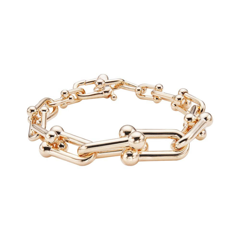 Wish cross-border new product cold style U-shaped ring buckle thick chain bracelet ISN simple European and American hip-hop style bracelet for men and women-Mix MIx Style
