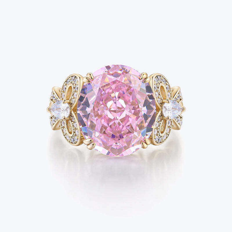 Elegant Pink Cut Moissanite Diamond 5ct 18k Vermeil Gold Engagement Ring | Mix Mix Style-Mix MIx Style