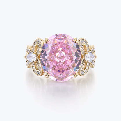 Elegant Pink Cut Moissanite Diamond 5ct 18k Vermeil Gold Engagement Ring | Mix Mix Style-Mix MIx Style