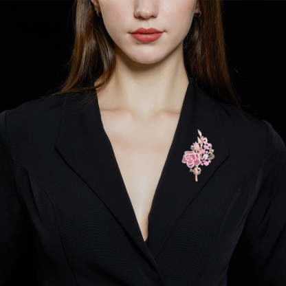 Korean heavy industry micro-encrusted zirconium corsage temperament flower zircon brooch evening dress accessories rose brooch for women-Mix MIx Style