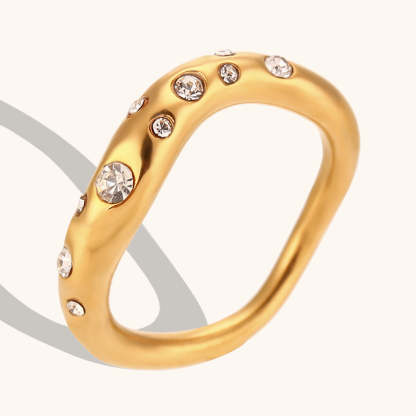 Minimalist Antique Vintage Round Diamonds Elegant Dainty 18k Vermeil Gold Plated Ring Jewelry | Mix Mix Style-Mix MIx Style