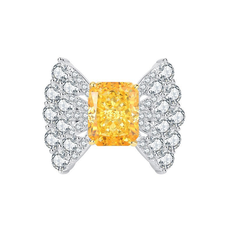 2022 New High Carbon Diamond 3ct Square 8*10 Bow Geometric Textured Women’s Ring Diamond S925 Silver-Mix MIx Style