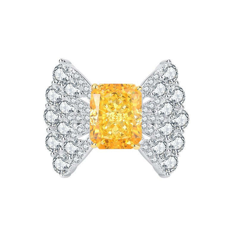 2022 New High Carbon Diamond 3ct Square 8*10 Bow Geometric Textured Women’s Ring Diamond S925 Silver-Mix MIx Style