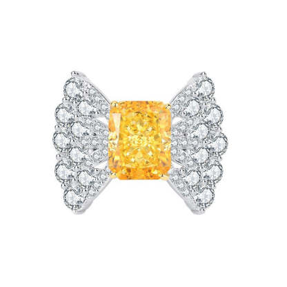 2022 New High Carbon Diamond 3ct Square 8*10 Bow Geometric Textured Women’s Ring Diamond S925 Silver-Mix MIx Style