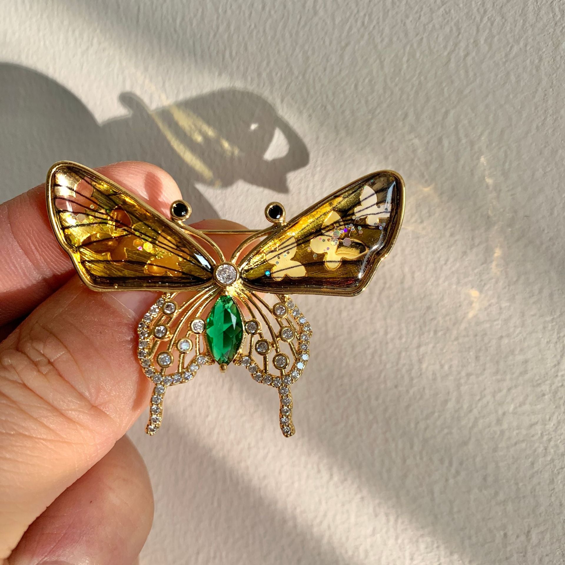 Xiliang Concubine light luxury high-end niche gradient crystal butterfly brooch female high-end temperament insect zircon pin-Mix MIx Style