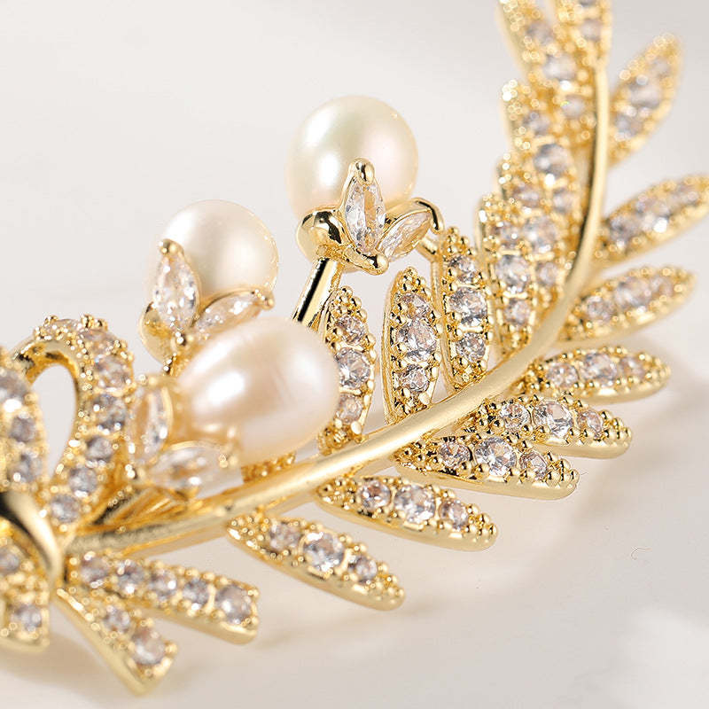 Xiliang Concubine high-end clothing accessories wheat ear brooch zircon natural pearl leaf brooch DIY accessories pin-Mix MIx Style