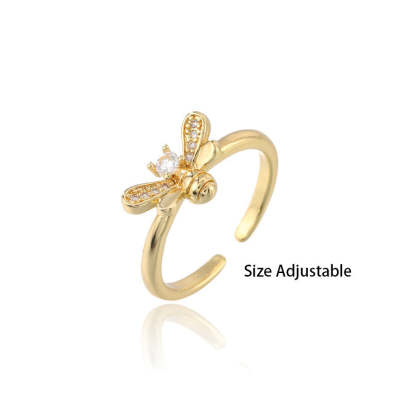 Cross-border new product INS style simple little bee ring opening design adjustable size party accessories-Mix MIx Style