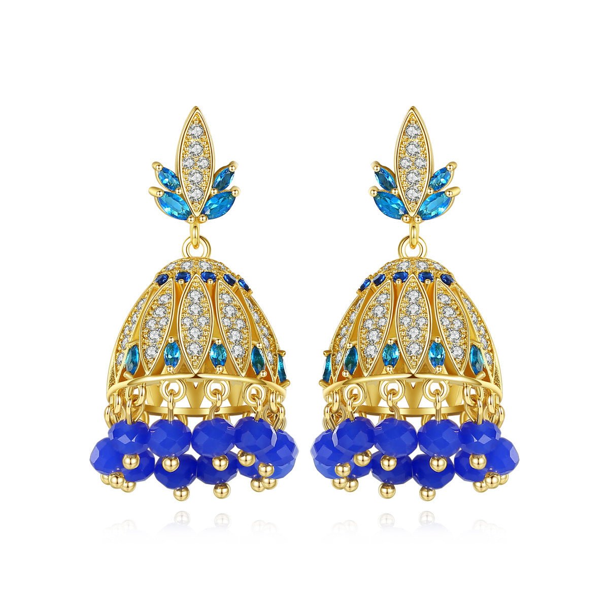 Multicolor Tassel Bell Shaped Moissanite Diamonds Luxury 18k Vermeil Gold Plated Vintage Retro Drop Earrings | Mix Mix Style-Mix MIx Style