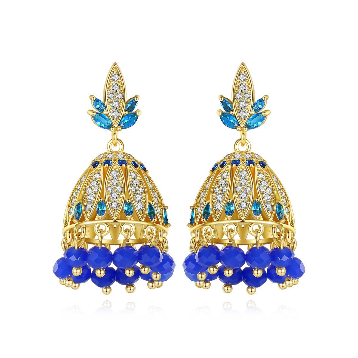 Multicolor Tassel Bell Shaped Moissanite Diamonds Luxury 18k Vermeil Gold Plated Vintage Retro Drop Earrings | Mix Mix Style-Mix MIx Style