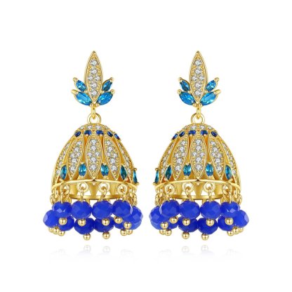 Multicolor Tassel Bell Shaped Moissanite Diamonds Luxury 18k Vermeil Gold Plated Vintage Retro Drop Earrings | Mix Mix Style-Mix MIx Style