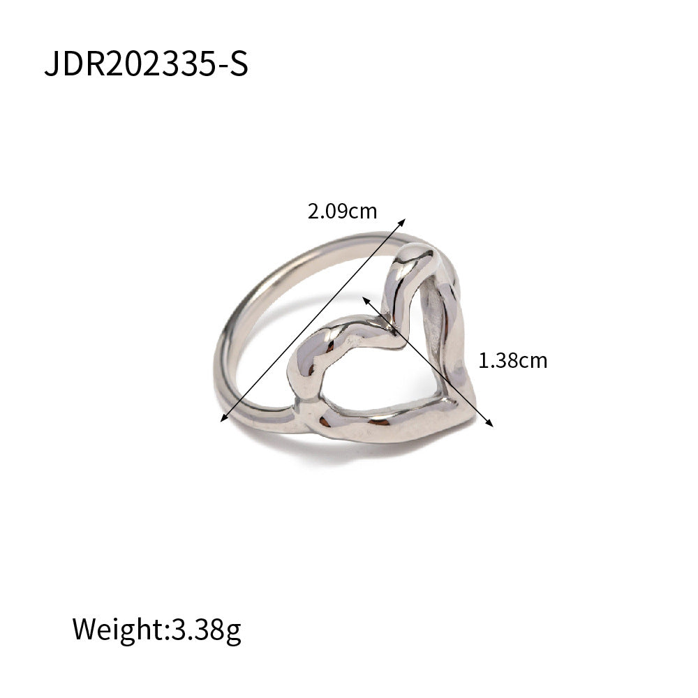 French ring female design niche ins blogger same style hammer pattern love light luxury titanium steel gold-plated non-fading ring-Mix MIx Style