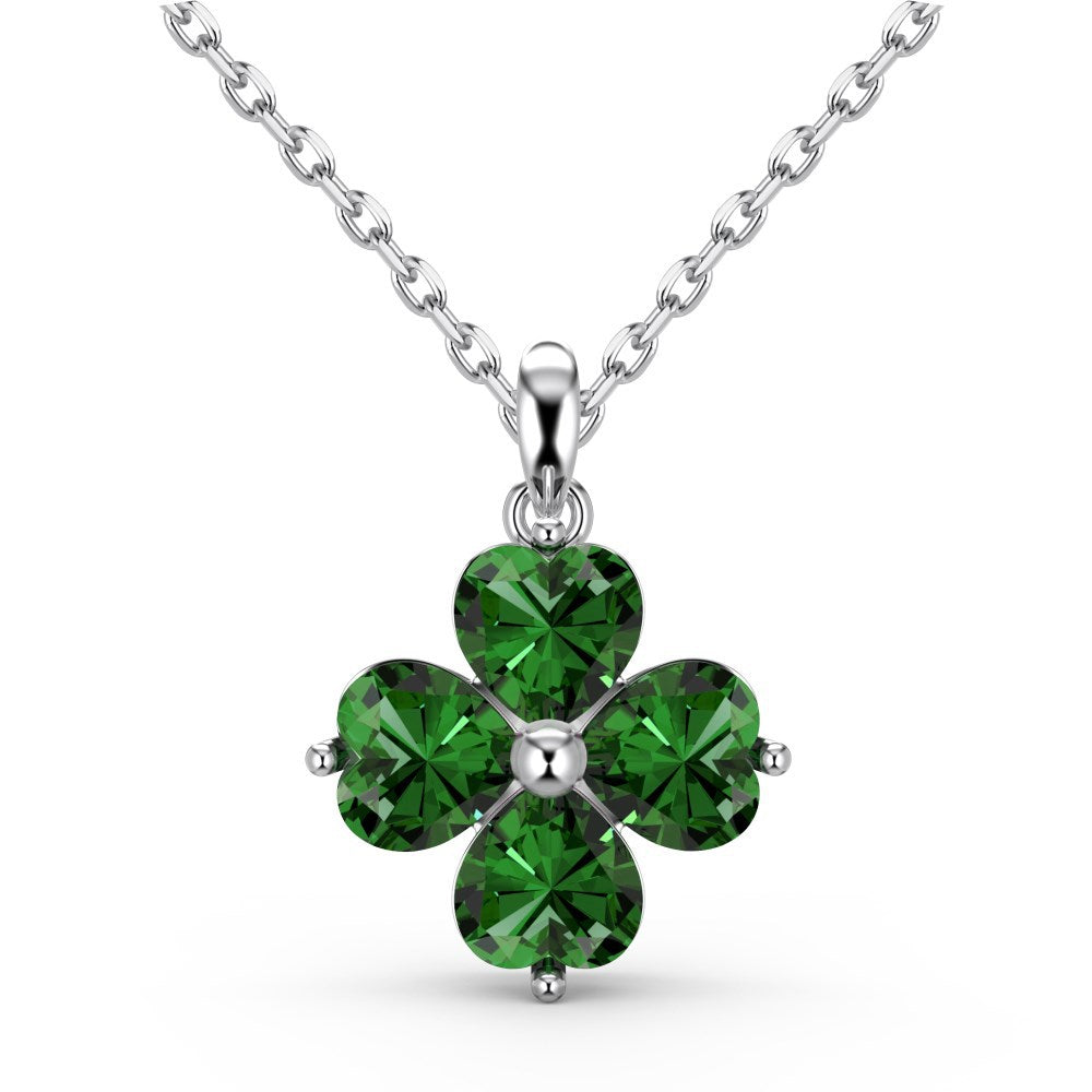 Linlang s925 sterling silver heart-shaped four-leaf clover necklace for women inlaid with love nano zircon fashion light luxury style clavicle chain-Mix MIx Style