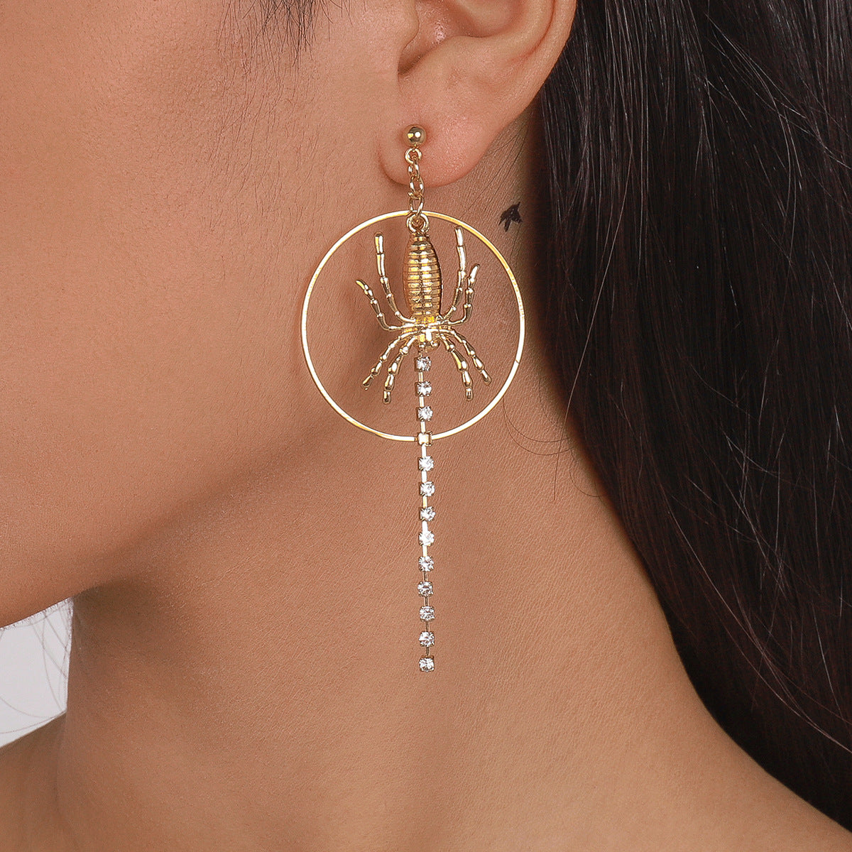 Spider 3D Tassel Trendy Moissanite Diamonds 18k Vermeil Gold Plated Drop Earrings | Mix Mix Style-Mix MIx Style