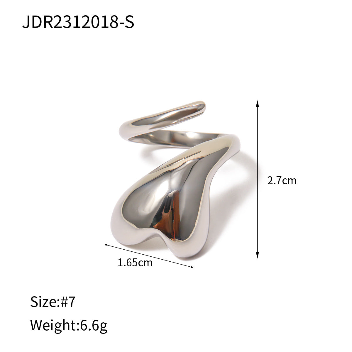 Niche design exaggerated style 18k gold stainless steel love wrapped open ring does not fade jewelry wholesale-Mix MIx Style