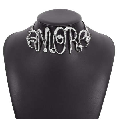 Love Vintage Exaggerated Letters Pendant Luxury 18k Vermeil Gold Plated Choker Necklace Jewelry | Mix Mix Style-Mix MIx Style