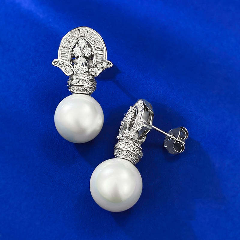 Mujing Jewelry 2023 New 925 Silver Synthetic 11mm Pearl Earrings Fashionable Second-hand Model Douyin Hot Sale-Mix MIx Style