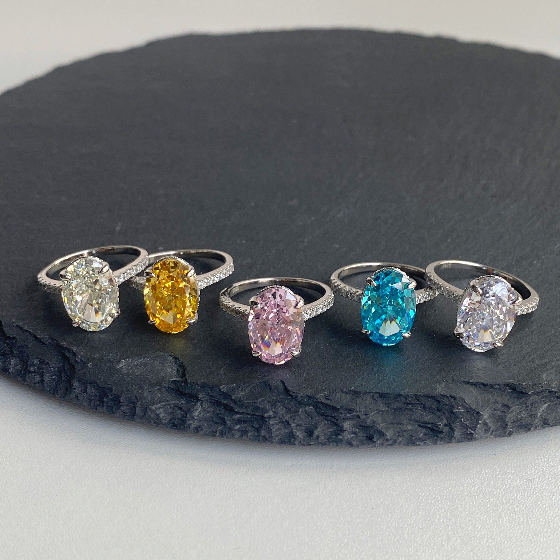 Luxury Purple Oval Cut Moissanite Diamond 4ct 18k White Gold Plated Engagement Ring | Mix Mix Style-Mix MIx Style