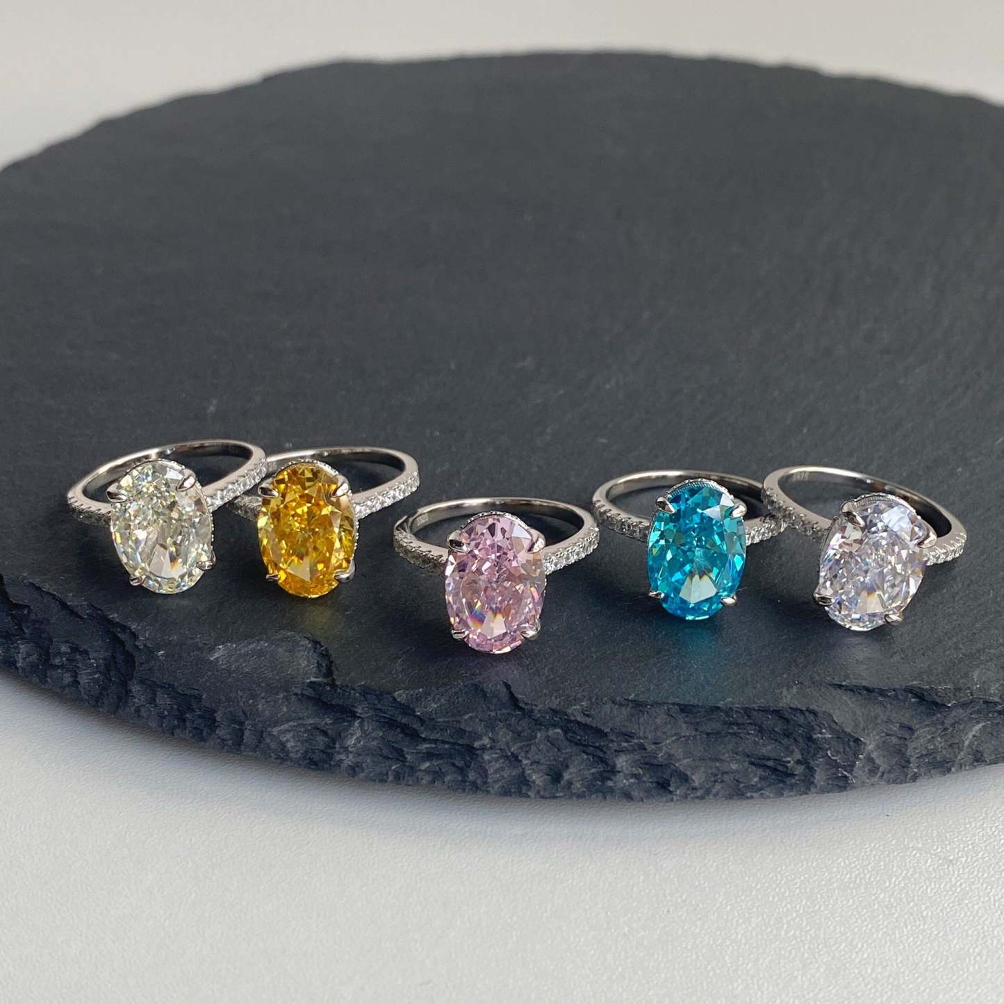 Luxury Purple Oval Cut Moissanite Diamond 4ct 18k White Gold Plated Engagement Ring | Mix Mix Style-Mix MIx Style