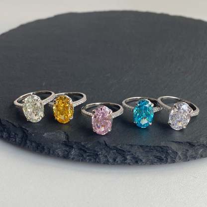 Luxury Purple Oval Cut Moissanite Diamond 4ct 18k White Gold Plated Engagement Ring | Mix Mix Style-Mix MIx Style