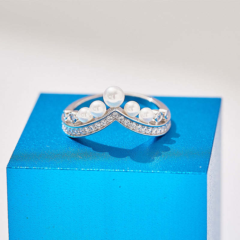 Song Hye Kyo's same style Josephine Crown Ring 925 silver gold-plated French fairy style V-shaped stackable women's secondary ring-Mix MIx Style