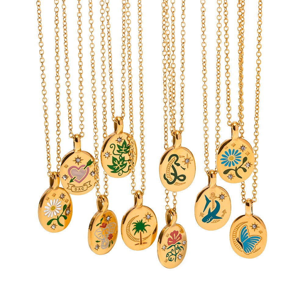 Gold Vintage Jewelry Circle Pendant 18K Gold Plated Chain Necklace | Mix Mix Style [Hot Seller]-Mix MIx Style