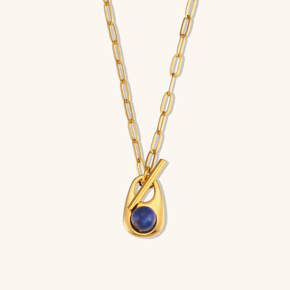 Gold Blue Retro Pendant Akoya Pearl Elegant Chain 18k Vermeil Gold Plated Necklace Jewelry | Mix Mix Style-Mix MIx Style