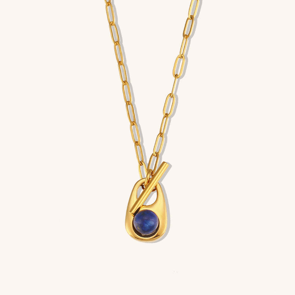 Gold Blue Retro Pendant Akoya Pearl Elegant Chain 18k Vermeil Gold Plated Necklace Jewelry | Mix Mix Style-Mix MIx Style