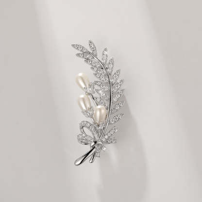 Xiliang Concubine high-end clothing accessories wheat ear brooch zircon natural pearl leaf brooch DIY accessories pin-Mix MIx Style