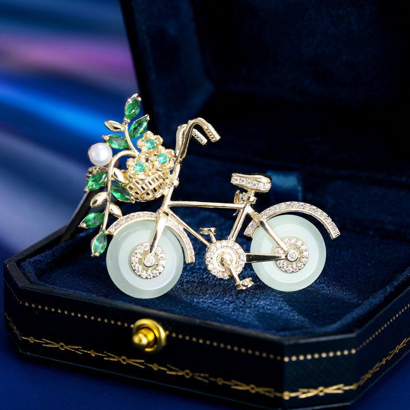 New niche autumn and winter clothing coats and overcoats suit accessories corsage female pins creative design bicycle brooch-Mix MIx Style