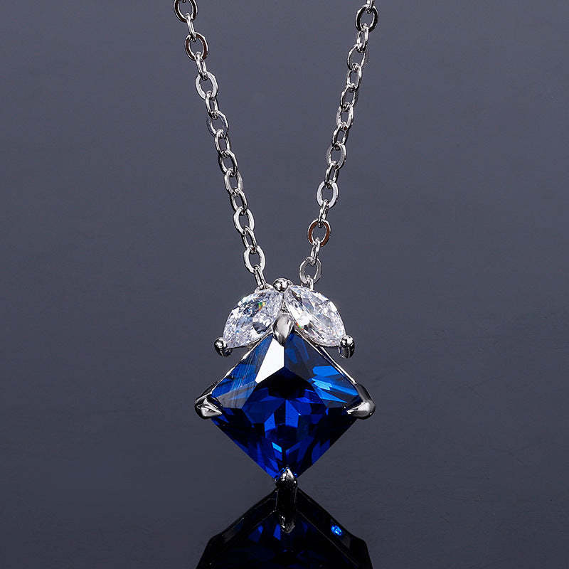 2023 New S925 Silver Jewelry Simulated Red Sapphire Square Simple Daily Style Set for Women 9*9-6*6-Mix MIx Style