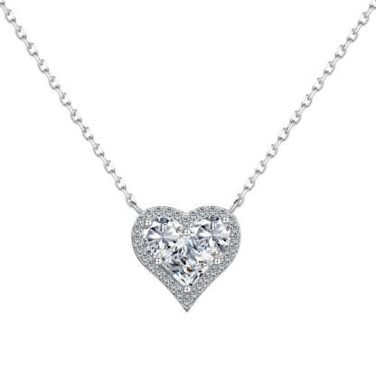 18k White Gold Plated, Moissanite Diamond  Hart-Shaped Necklace For Women-Mix MIx Style