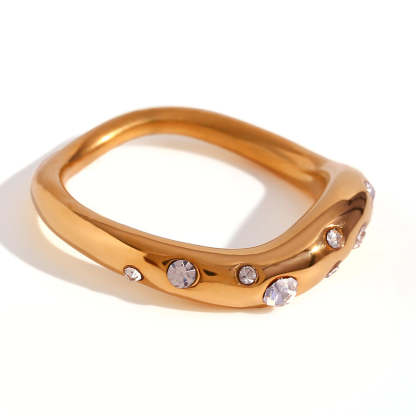 Minimalist Antique Vintage Round Diamonds Elegant Dainty 18k Vermeil Gold Plated Ring Jewelry | Mix Mix Style-Mix MIx Style
