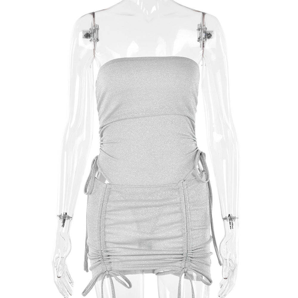 European and American cross-border 2024 spring fashion sexy hip skirt hot two-piece drawstring suit slim skirt-Mix MIx Style