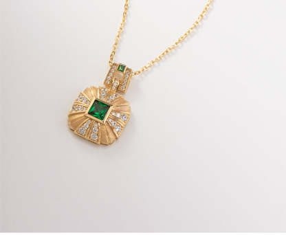 18K Gold Vintage Emerald Necklace-Mix MIx Style