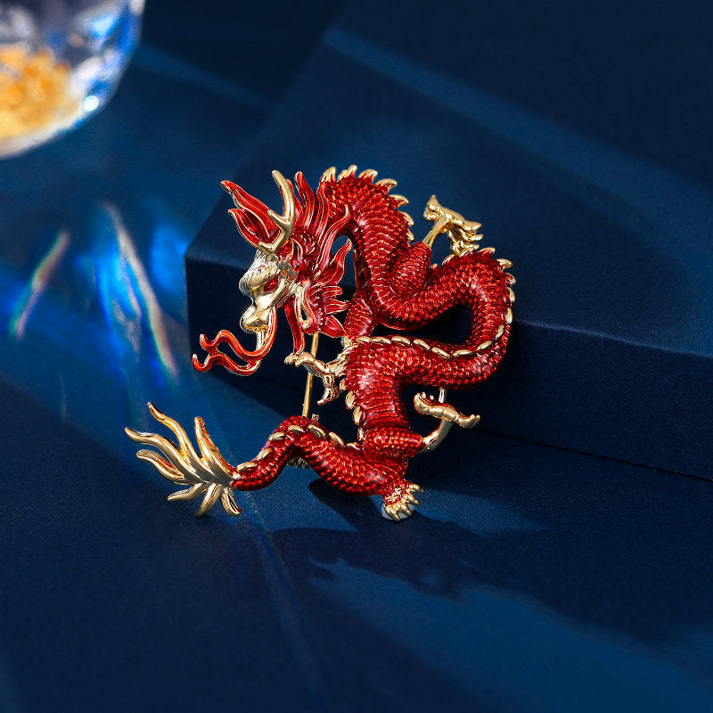 New Chinese style high-end jacket and suit accessories pin niche creative zodiac dragon unisex dragon brooch-Mix MIx Style
