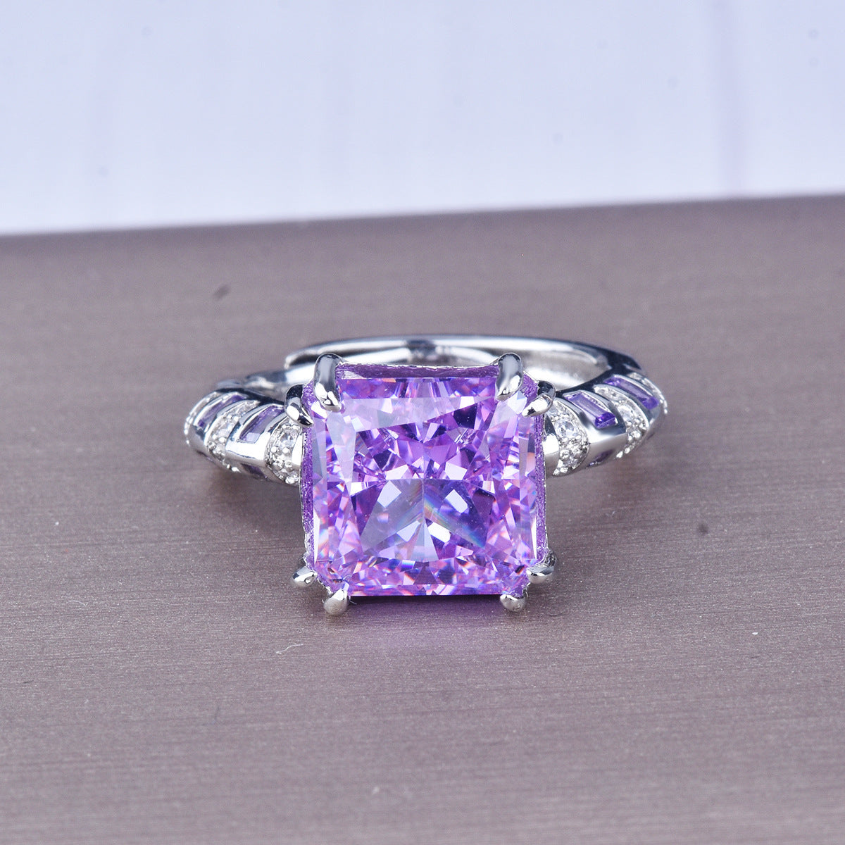 Blue&Red&Purple Classic Vintage Style Solitarie Diamond 4ct Elegant Dainty 18k White Gold Plated Engagement Ring Jewelry | Mix Mix Style-Mix MIx Style